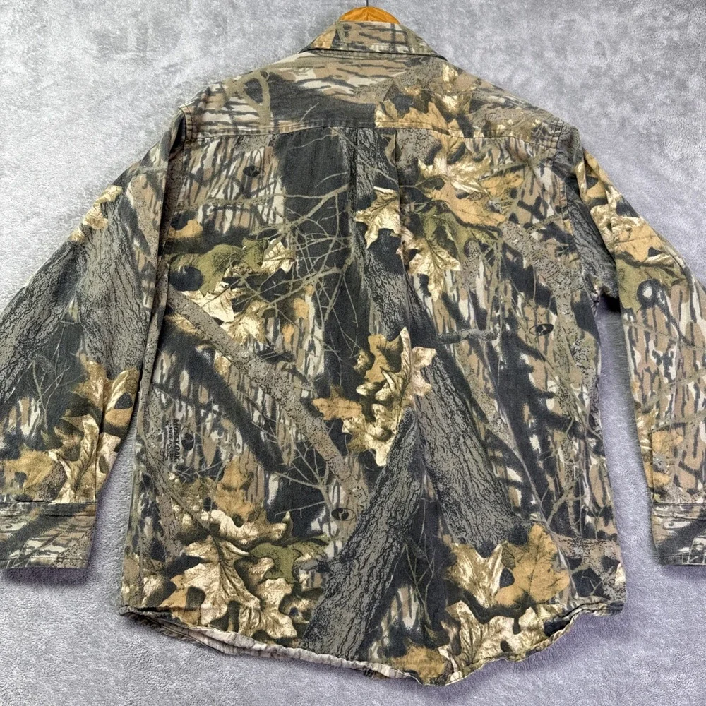 VINTAGE Game Winner Camo Shirt Men's Large Mossy Oak Long Sleeve Hunting Outdoor - Picture 6 of 8